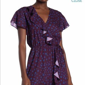 PARKER midi dress flutter sleeves ruffled front elastic waist size S